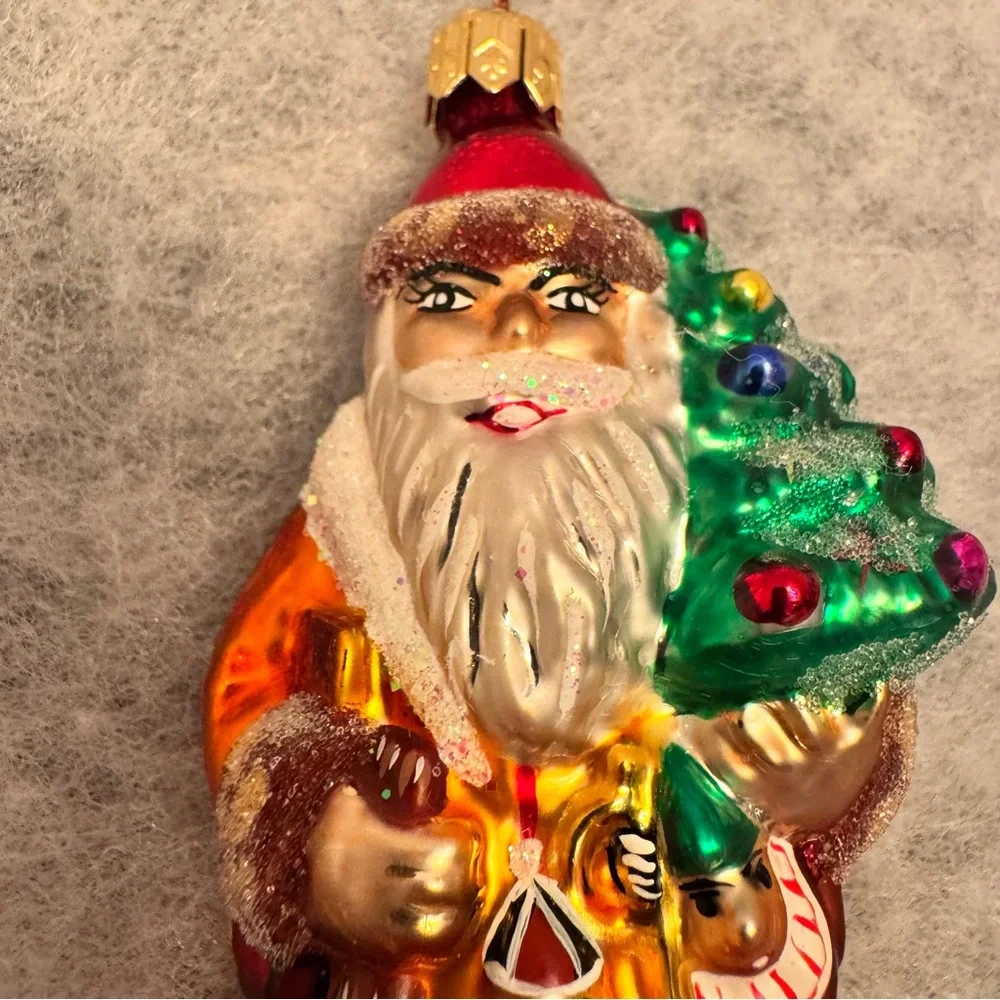 Christopher Radko Gold Balmoral Santa Christmas Ornament Vintage Orange‎ Robe